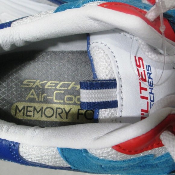 NWT Skechers D\'Lites Mens 7.5M Suede Sneakers Red White Blue RARE